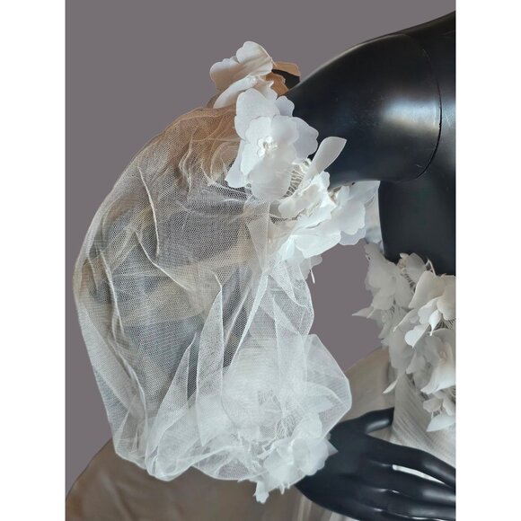 Ivory/Latte Floral Full Tulle Wedding Gown/Removeable Sleeves - Sincerity - Picture 6 of 16